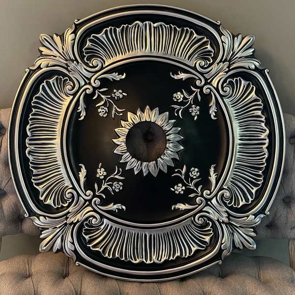 Black and Silver Chandelier Ceiling Medallion - Picture 7 of 15